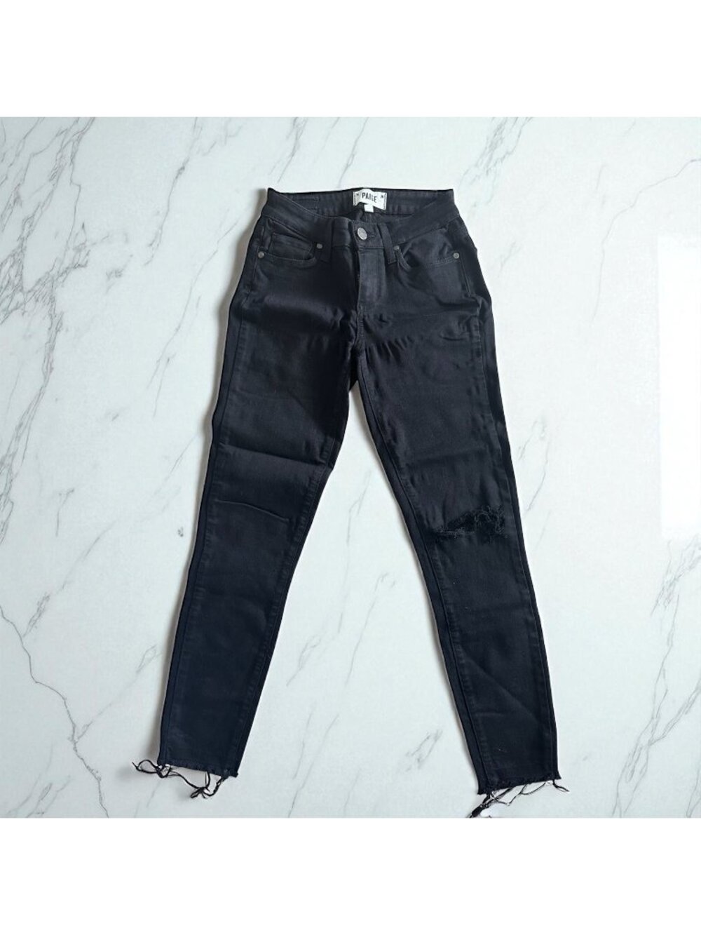 PAIGE Women’s Black Distressed Skinny Jeans Size 24